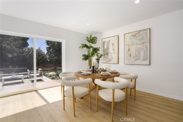 Dining room, Interior, Recessed Lighting, Wood Texture Flooring