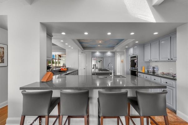 Interior, Kitchen, Recessed Lighting, Stainless Steel Appliances, Wooden Ceilings, Wood Texture Flooring