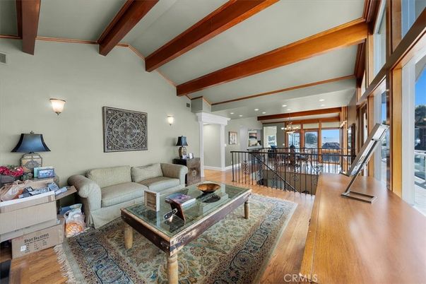 Interior, Living room, Pendant Lights, Recessed Lighting, Wooden Beams, Wood Texture Flooring