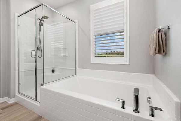 Bathroom, Glass Shower, Interior, Wood Texture Flooring