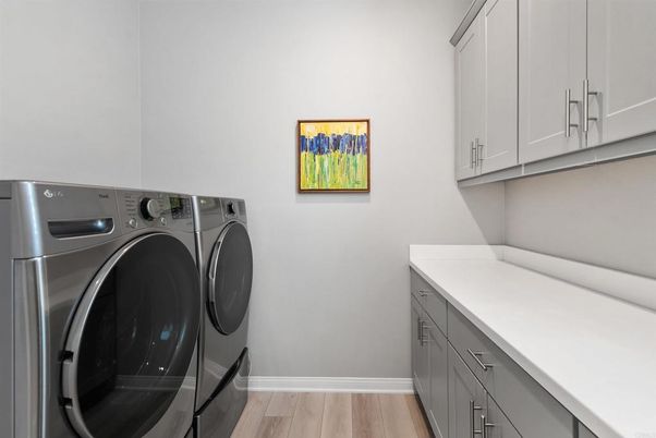 Interior, Washer, Wood Texture Flooring
