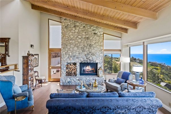 Fireplace, Interior, Living room, Stone Walls, Water, Wooden Beams, Wooden Ceilings, Wood Texture Flooring