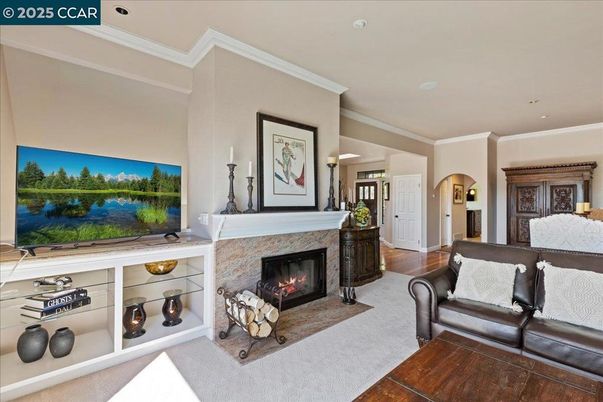 Fireplace, Interior, Recessed Lighting, Wood Texture Flooring