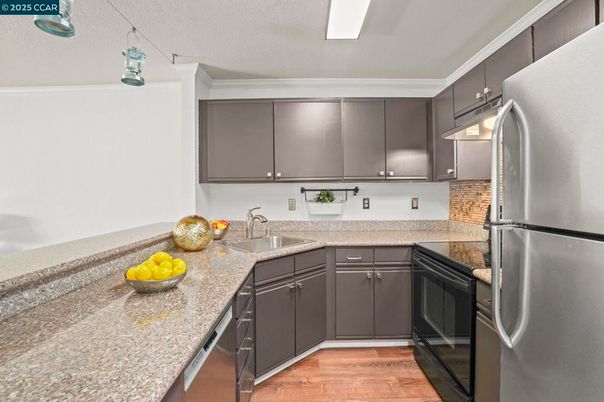 Interior, Kitchen, Stainless Steel Appliances, Wood Texture Flooring