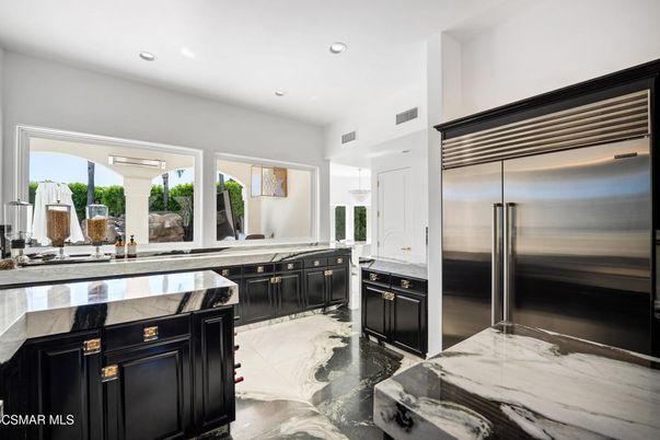 Interior, Kitchen, Marble, Recessed Lighting, Stainless Steel Appliances