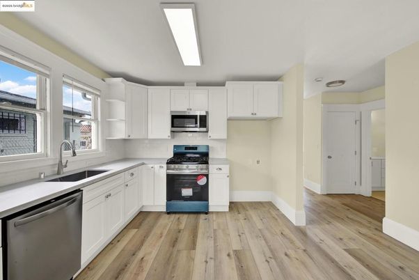 Interior, Kitchen, Stainless Steel Appliances, Wood Texture Flooring