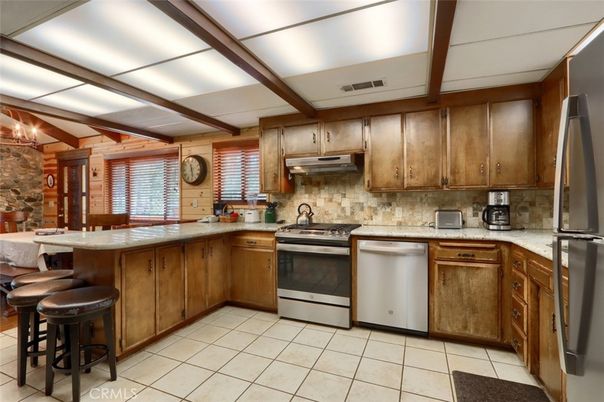 Interior, Kitchen, Stainless Steel Appliances, Stone Walls, Wooden Beams