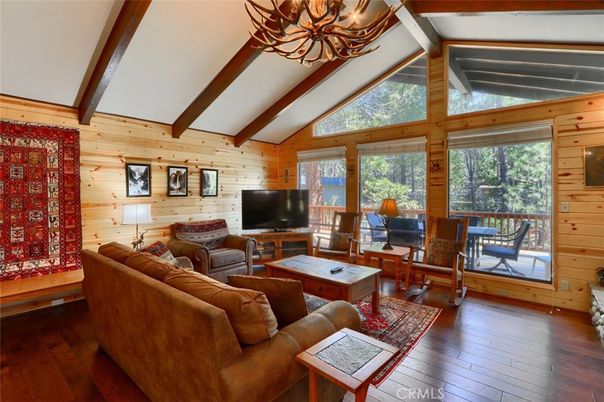 Chandelier, Interior, Living room, Wooden Beams, Wood Texture Flooring, Wooden Walls