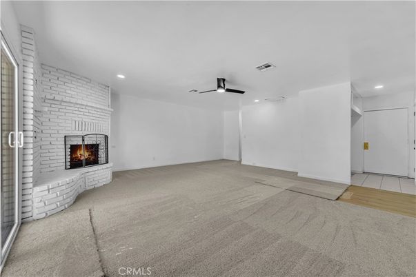 Empty room, Fireplace, Interior, Recessed Lighting