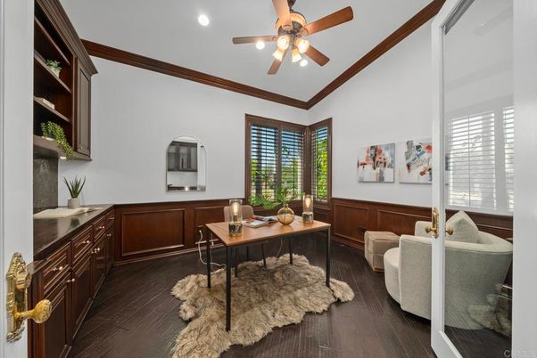 Home Office, Interior, Recessed Lighting, Wood Texture Flooring