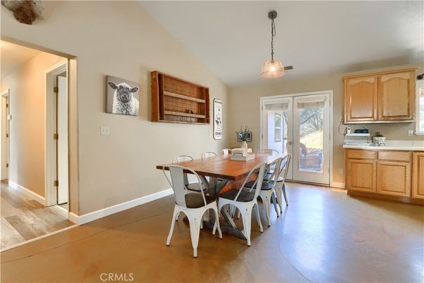 Dining room, Interior, Kitchen, Pendant Lights, Wood Texture Flooring