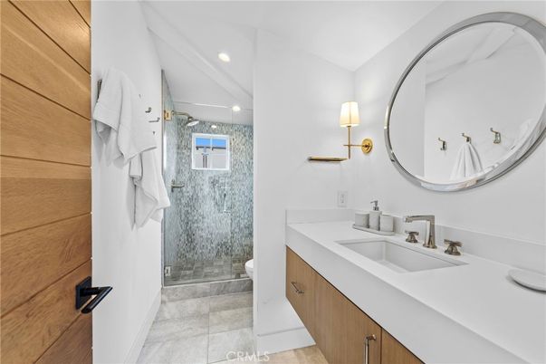 Bathroom, Dual Sink Vanities, Glass Shower, Interior, Recessed Lighting