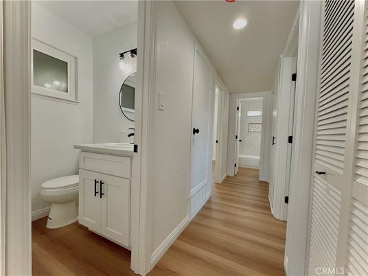 Bathroom, Interior, Recessed Lighting, Wood Texture Flooring
