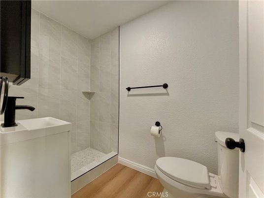 Bathroom, Glass Shower, Interior, Wood Texture Flooring