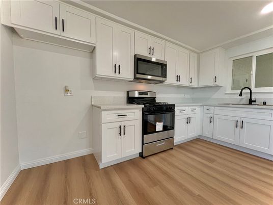 Interior, Kitchen, Stainless Steel Appliances, Wood Texture Flooring