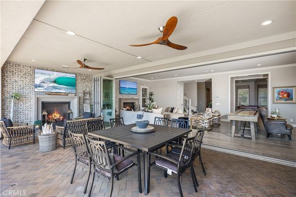 Dining room, Fireplace, Interior, Living room, Recessed Lighting