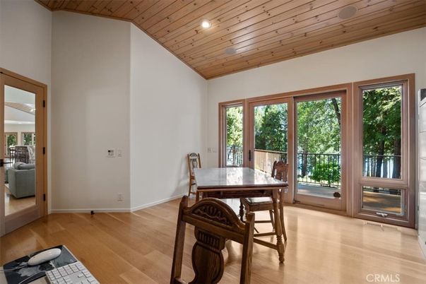 Dining room, Interior, Recessed Lighting, Wooden Ceilings, Wood Texture Flooring