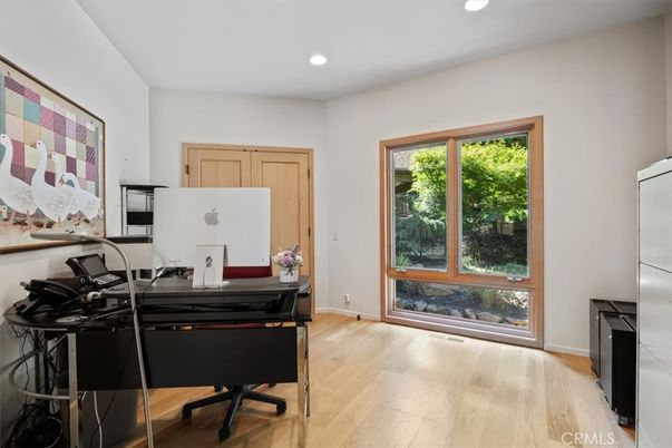 Home Office, Interior, Recessed Lighting, Wood Texture Flooring
