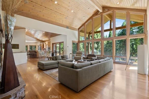 Dining room, Interior, Living room, Recessed Lighting, Wooden Beams, Wooden Ceilings, Wood Texture Flooring