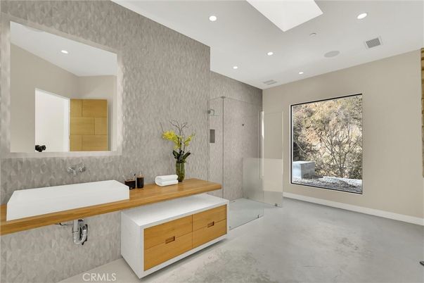 Bathroom, Dual Sink Vanities, Glass Shower, Interior, Recessed Lighting