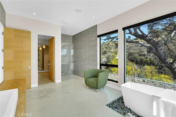 Bathroom, Free Standing Baths, Glass Shower, Interior, Recessed Lighting