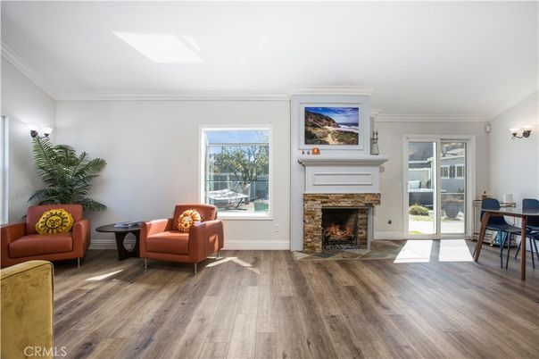 Dining room, Fireplace, Interior, Living room, Wood Texture Flooring