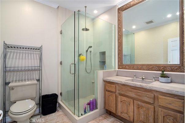 Bathroom, Glass Shower, Interior, Recessed Lighting