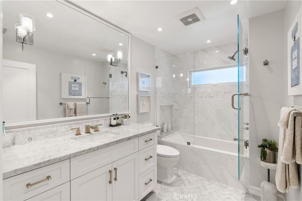 Bathroom, Glass Shower, Interior, Marble, Marble Walls, Recessed Lighting