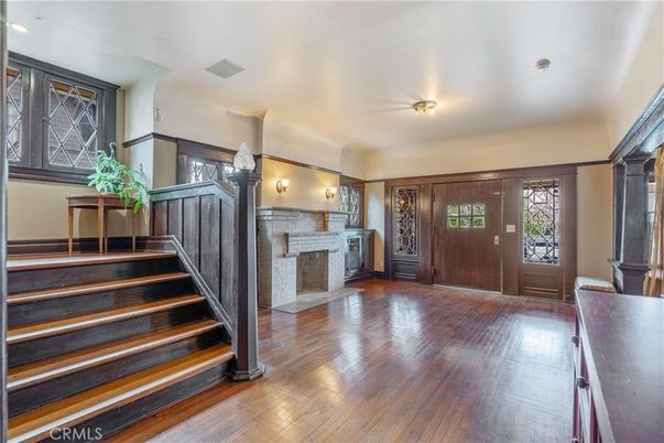 Fireplace, Interior, Recessed Lighting, Wood Texture Flooring