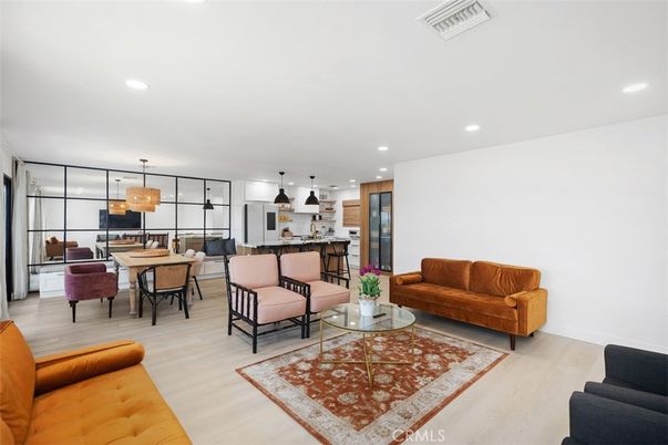 Dining room, Interior, Kitchen, Living room, Pendant Lights, Recessed Lighting, Wood Texture Flooring