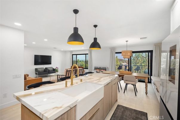 Dining room, Interior, Kitchen, Living room, Pendant Lights, Recessed Lighting, Wood Texture Flooring