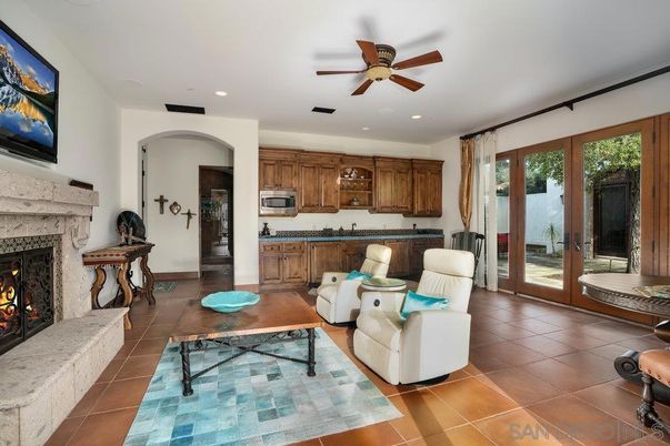 Fireplace, Interior, Kitchen, Living room, Recessed Lighting