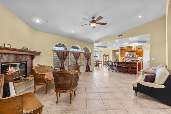Dining room, Fireplace, Interior, Kitchen, Living room, Recessed Lighting