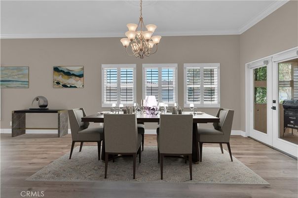 Chandelier, Dining room, Interior, Wood Texture Flooring