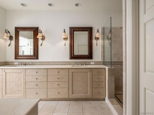 Bathroom, Dual Sink Vanities, Glass Shower, Interior, Recessed Lighting
