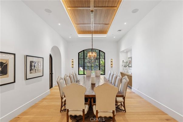 Dining room, Interior, Recessed Lighting, Wooden Ceilings, Wood Texture Flooring