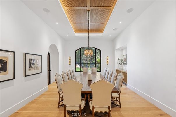 Dining room, Interior, Recessed Lighting, Wooden Ceilings, Wood Texture Flooring