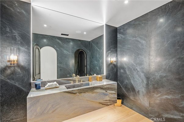 Bathroom, Interior, Recessed Lighting, Wood Texture Flooring
