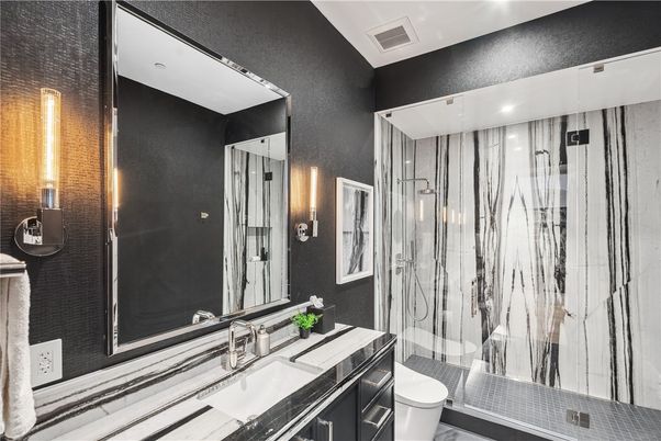 Bathroom, Glass Shower, Interior, Recessed Lighting