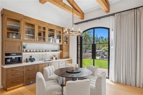 Chandelier, Dining room, Interior, Wooden Beams, Wood Texture Flooring