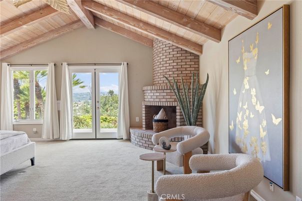 Empty room, Fireplace, Interior, Stone Walls, Wooden Beams, Wooden Ceilings