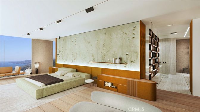 Bedroom, Interior, Recessed Lighting, Water, Wood Texture Flooring
