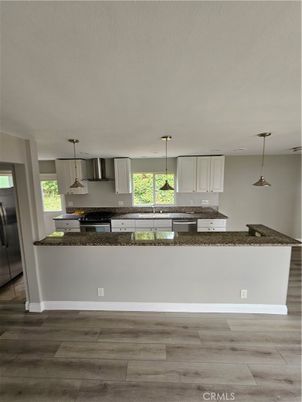 Interior, Kitchen, Pendant Lights, Wood Texture Flooring