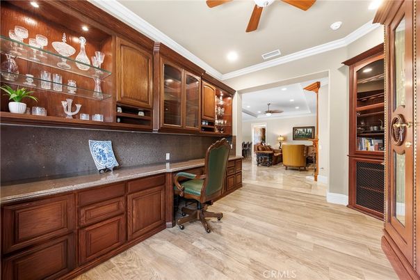 Home Office, Interior, Recessed Lighting, Wood Texture Flooring