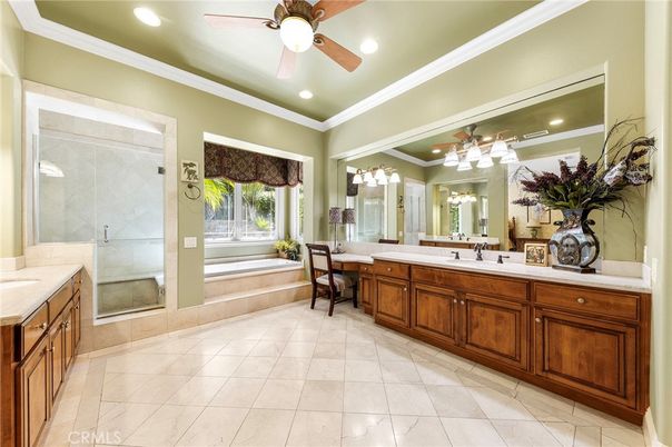 Bathroom, Dual Sink Vanities, Glass Shower, Interior, Recessed Lighting