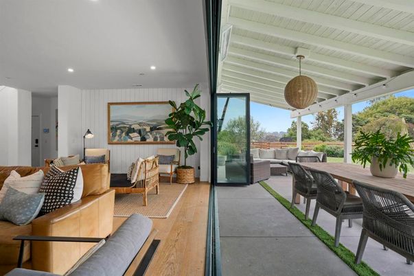 Dining room, Interior, Living room, Pendant Lights, Recessed Lighting, Wood Texture Flooring