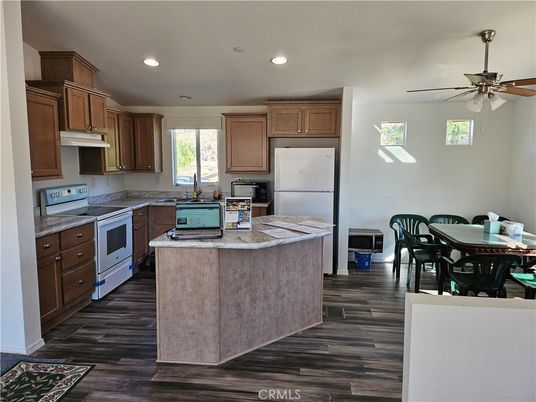 Dining room, Interior, Kitchen, Recessed Lighting, Wood Texture Flooring