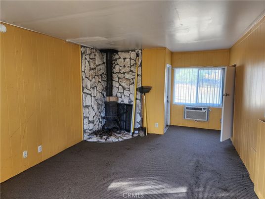 Empty room, Fireplace, Interior, Stone Walls, Wooden Walls