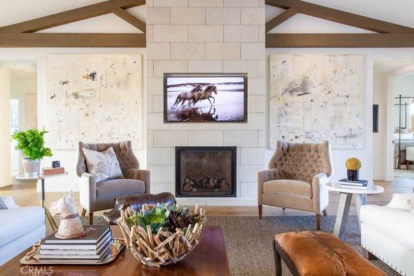 Fireplace, Interior, Living room, Stone Walls, Wooden Beams, Wood Texture Flooring