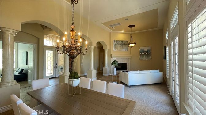 Chandelier, Dining room, Fireplace, Interior, Living room, Pendant Lights